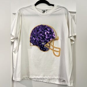 Queen of Sparkles Purple & Gold Flower Helmet Tee